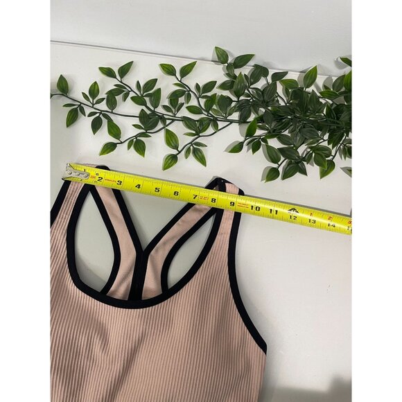 New Balance XL Space Pink Sports Bra With Back Straps & Ribbed Design - Picture 9 of 10